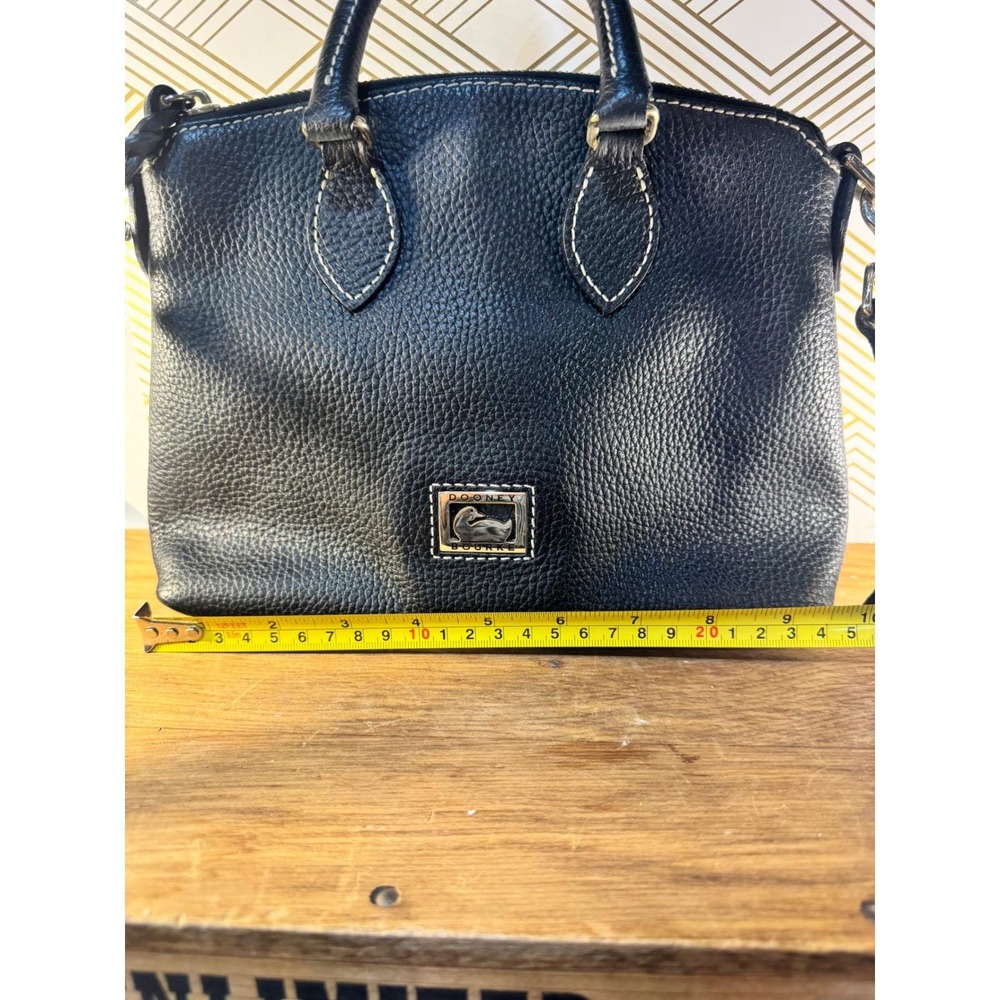 Dooney & Bourke Black Leather Satchel Crossbody Purse Gold Hardware - Picture 3 of 14